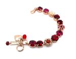 Bracelet By Mariana Woman Floral Beaded Fuchsia and Siam Swarovski Crystals - Image 3