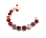 Bracelet By Mariana Woman Floral Beaded Fuchsia and Siam Swarovski Crystals - Image 2