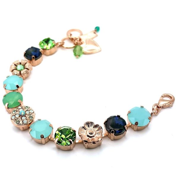 Bracelet By Mariana Woman Charming Floral Mint Green and Pacific Opal Swarovski Crystals