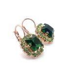 Mariana Earrings Fern Nature Coll. Stunning in Green Tourmaline & Peridot Austrian Crystals - Image 2