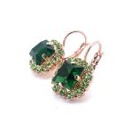 Mariana Earrings Fern Nature Coll. Stunning in Green Tourmaline & Peridot Austrian Crystals