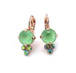 Mariana Earrings Charming Mint Green & Erinite Austrian Crystals Fern Nature Coll. - Image 3