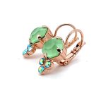 Mariana Earrings Charming Mint Green & Erinite Austrian Crystals Fern Nature Coll.