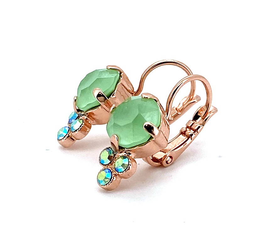 E-1010-2143-RG6 (2) Mariana Earrings Charming Mint Green & Erinite Austrian Crystals Fern Nature Coll. - Image 1