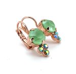 Mariana Earrings Charming Mint Green & Erinite Austrian Crystals Fern Nature Coll. - Image 2