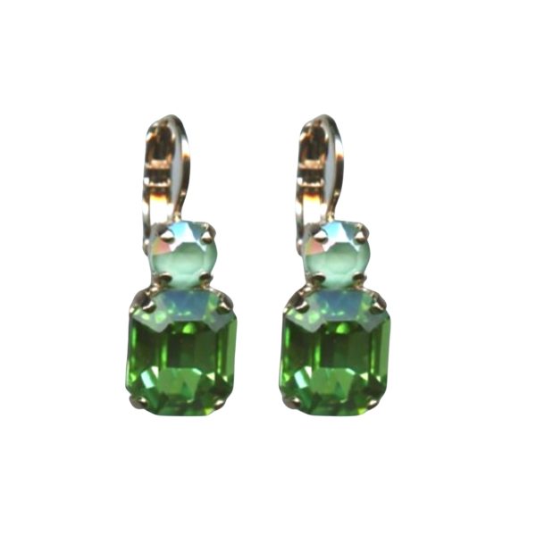 Mariana Earrings Timeless Green Tourmaline & Pacific Opal Austrian Crystals Fern Nature Coll.