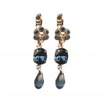 Mariana Earrings Floral Dangling in Montana Blue & Silk Austrian Crystals Ocean Nature Coll.