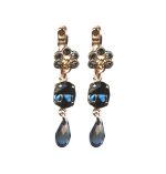 Mariana Earrings Floral Dangling in Montana Blue & Silk Austrian Crystals Ocean Nature Coll. - Image 3