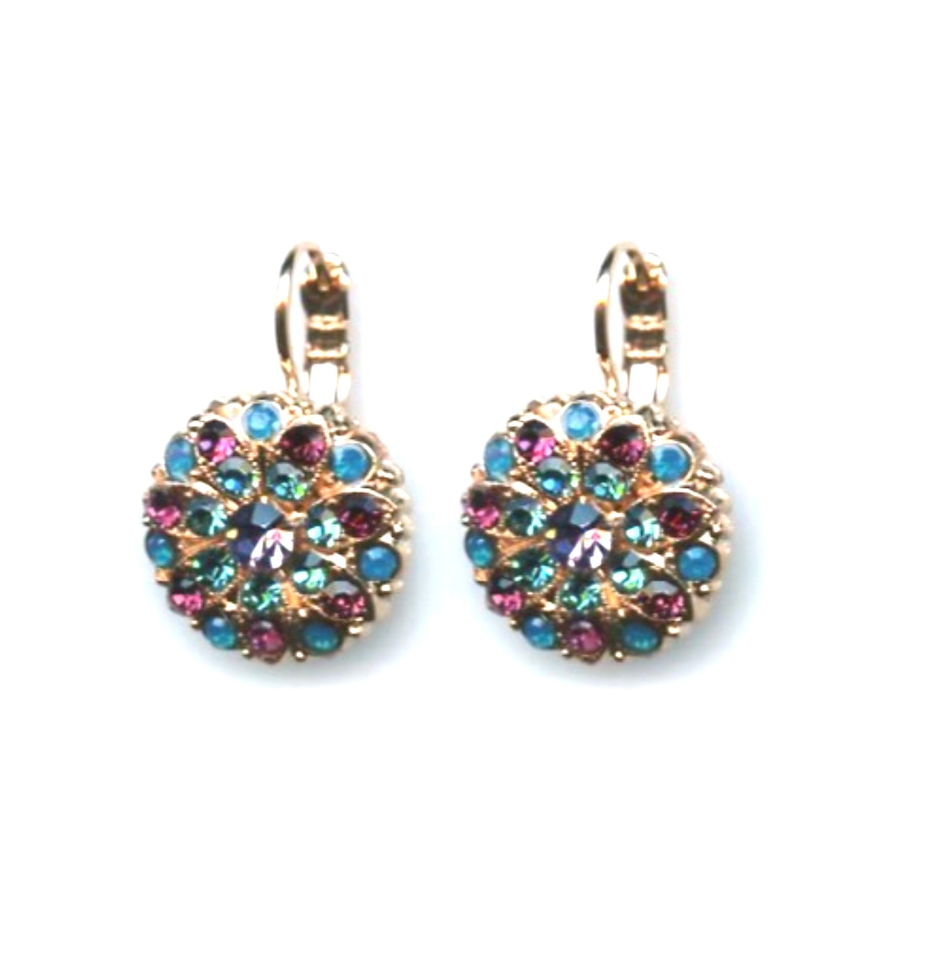 E-1029-2139-RG6 (1) Mariana Earrings Beautiful Floral Blues & Purples Austrian Crystals Peacock Nature Coll. - Image 1