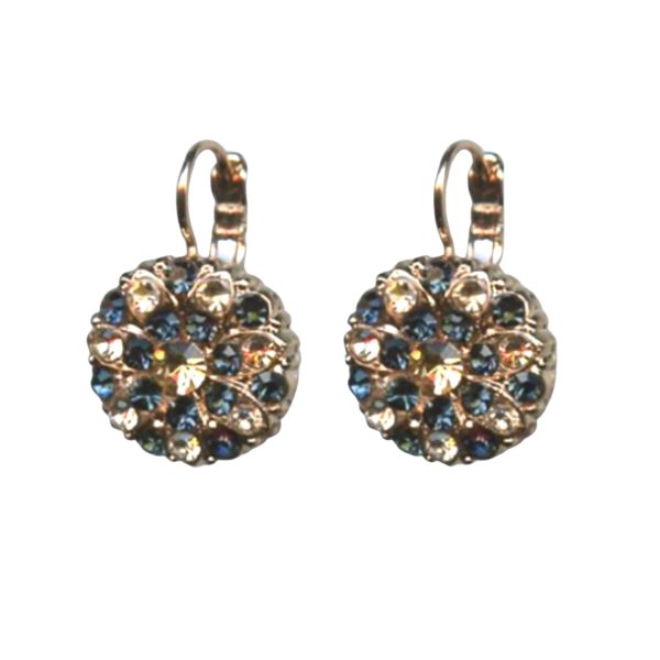Mariana Earrings Exquisite Floral Montana Blue & Lt Peach Austrian Crystals Ocean Nature Coll.
