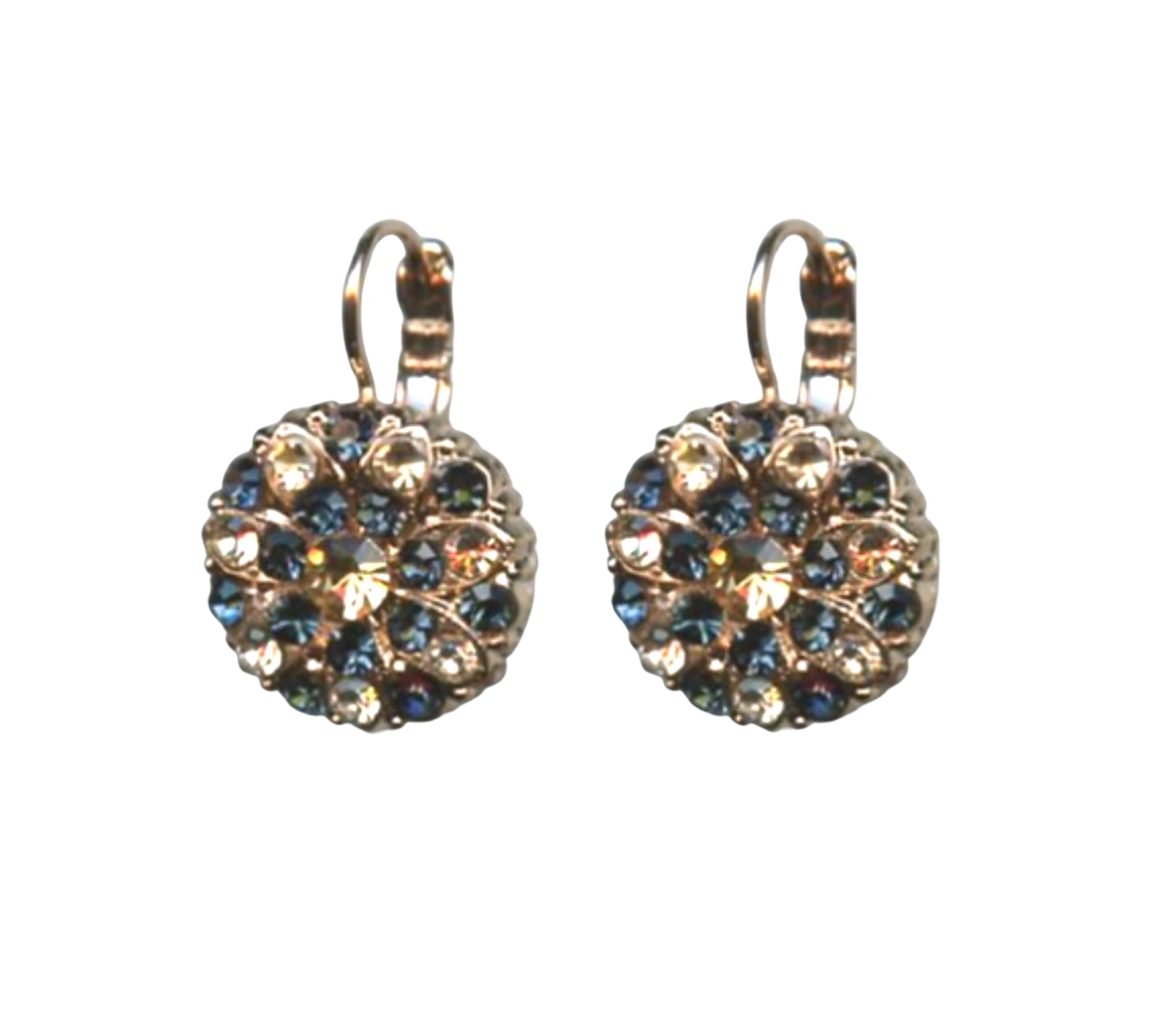 E-1029-2142-RG6 (1) Mariana Earrings Exquisite Floral Montana Blue & Lt Peach Austrian Crystals Ocean Nature Coll. - Image 1