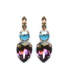 Mariana Earrings Pear Shaped Amethyst & Indicolite Austrian Crystals Peacock Nature Coll.