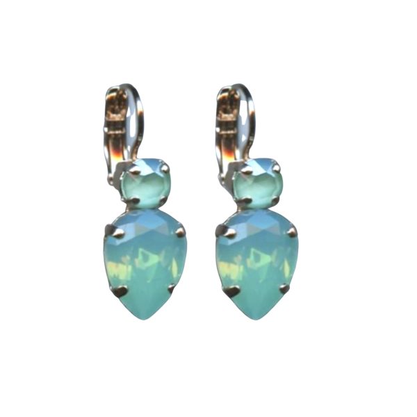Mariana Earrings Pear Shaped Pacific Opal Austrian Crystals Fern Nature Coll.