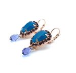 Mariana Earrings Pear Shaped Caribbean Blue Opal, Rose & Violet Austrian Crystals My Treasures Coll. - Image 2