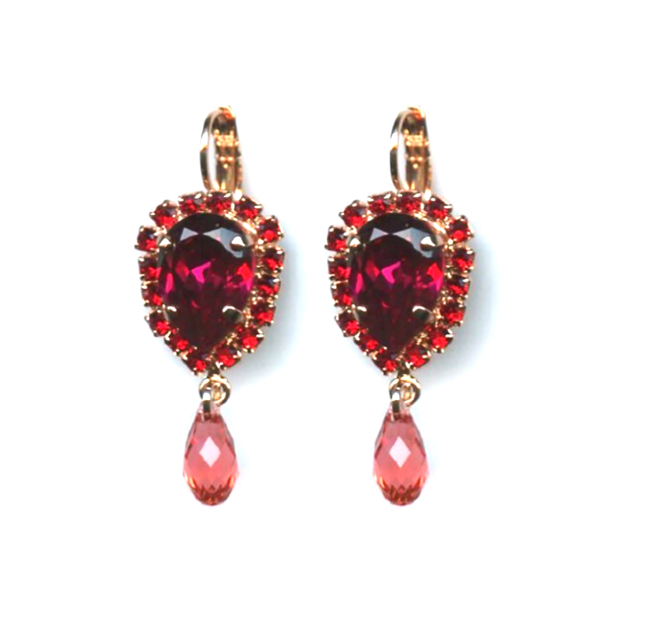 E-1032-12-2140-RG6 (3) Mariana Earrings Exquisitely Fab Siam & Pinks Austrian Crystals Firefly Nature Coll. - Image 1