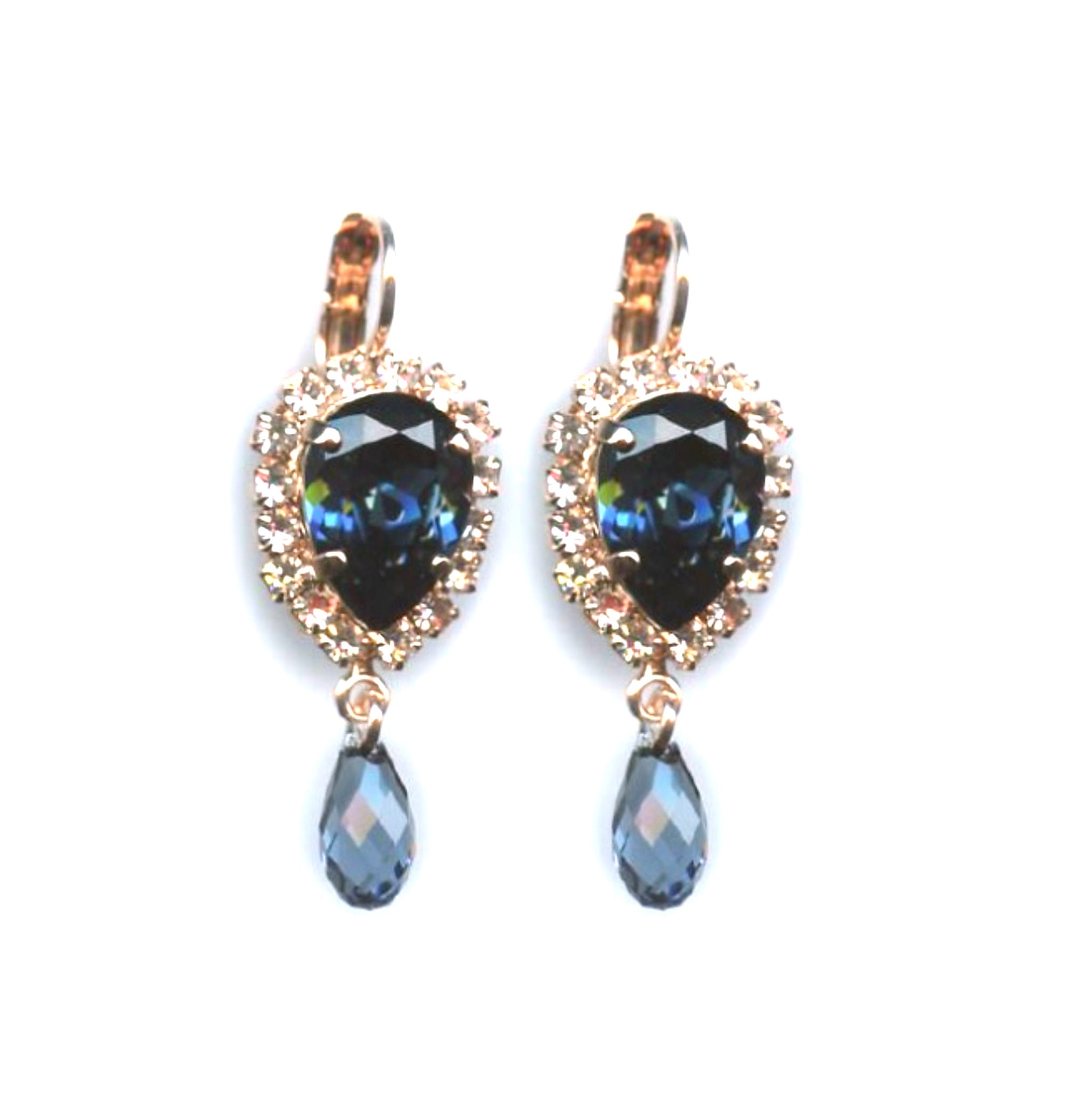 E-1032-12-2142-RG6 (3) Mariana Earrings Exquisitely Glam Montana Blue & Silk Austrian Crystals Ocean Nature Coll. - Image 1