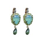 Mariana Earrings Exquisitely Elegant Pacific Opal, Peridot & Royal Green Austrian Crystals Fern Nature Coll.