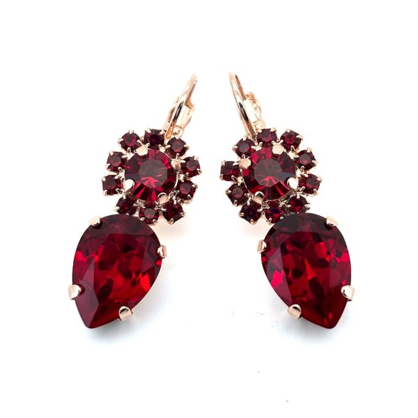 Earrings By Mariana Woman Stunning Pear Shape Siam Swarovski Crystals