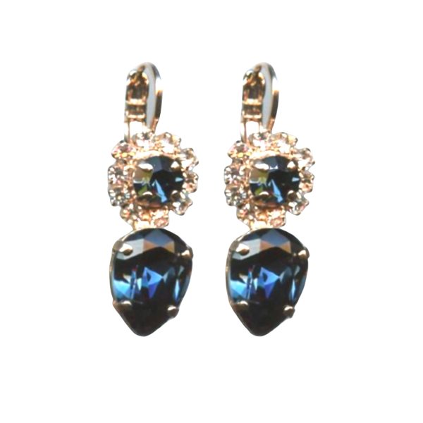Mariana Earrings Fabulous Silk & Montana Blue Austrian Crystals Ocean Nature Coll.