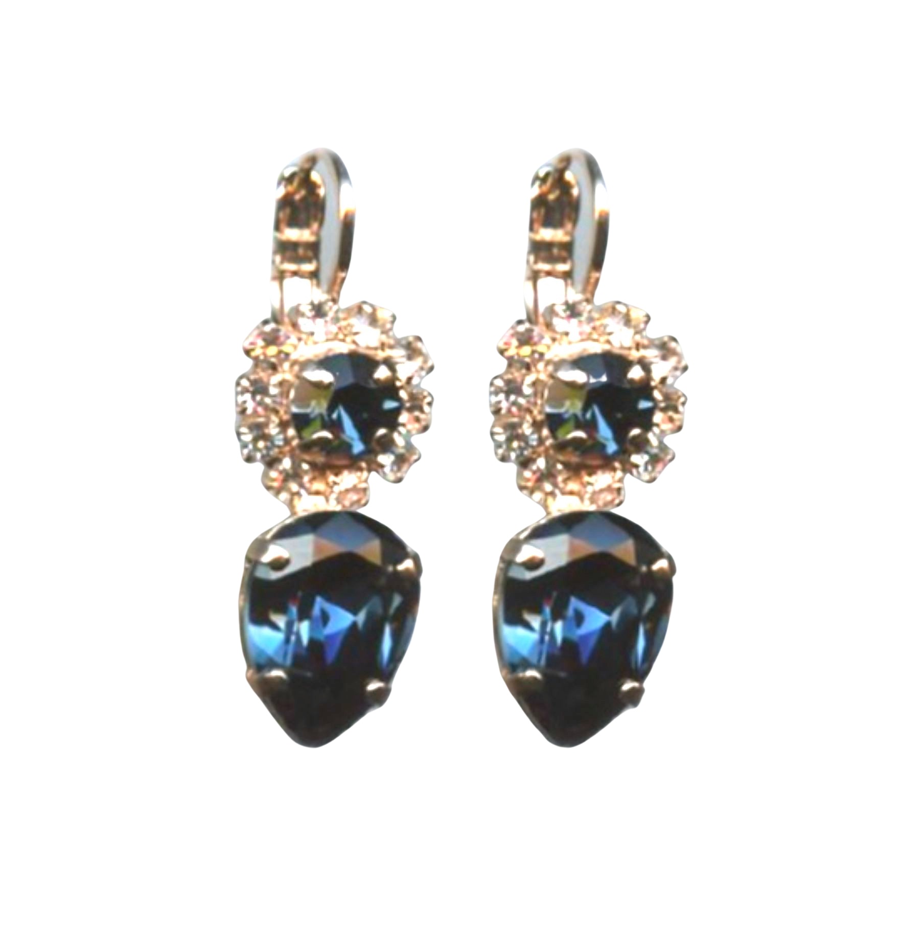 E-1032-14-2142-RG6 (1) Mariana Earrings Fabulous Silk & Montana Blue Austrian Crystals Ocean Nature Coll. - Image 1