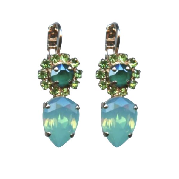 Mariana Earrings Alluring Peridot, Royal Green & Pacific Opal Austrian Crystals Fern Nature Coll.
