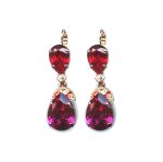 Mariana Earrings Elegant Dangling Siam, Fuchsia & Padparadscha Austrian Crystals Nature Coll. - Image 2
