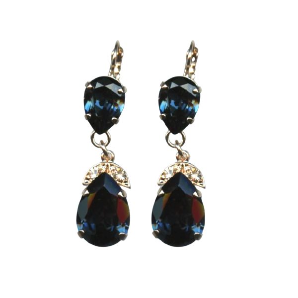 Mariana Earrings Alluring Montana Blue & Silk Austrian Crystals Ocean Nature Coll.