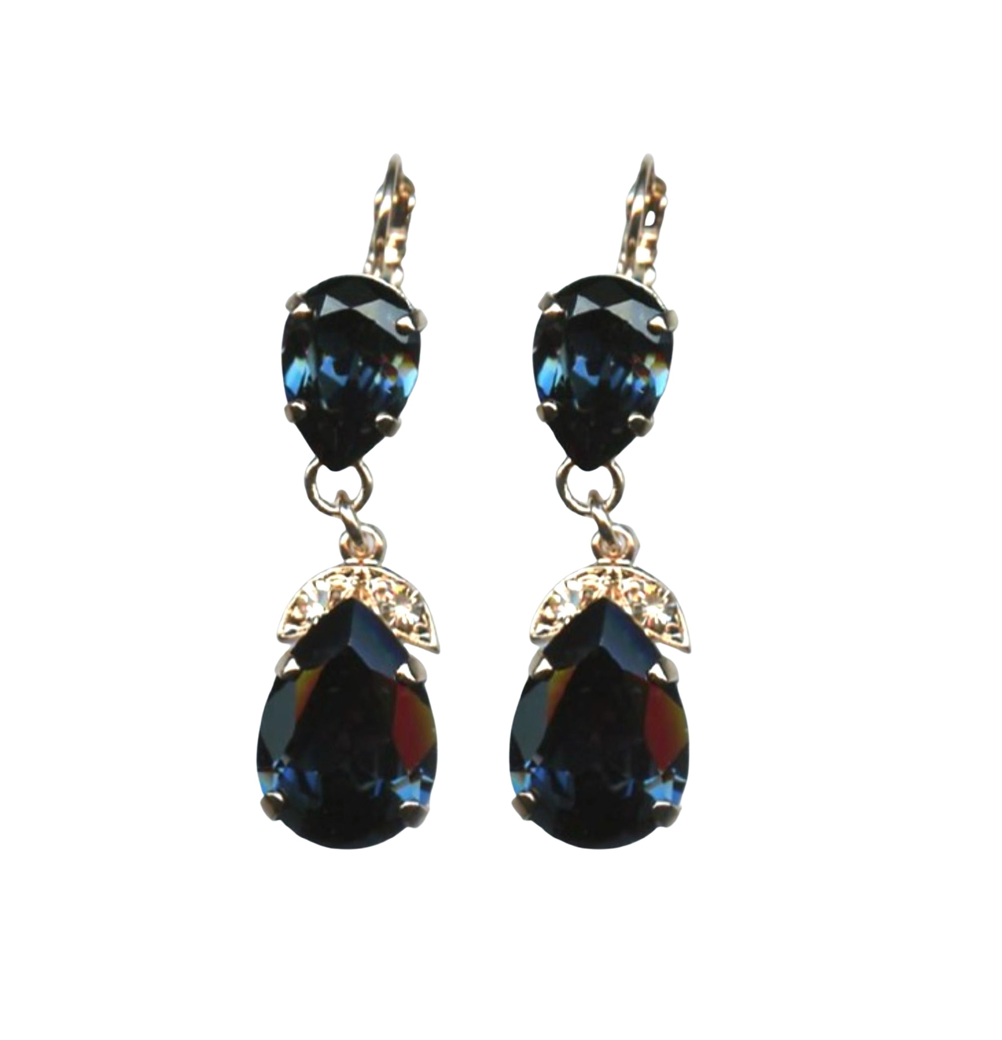 E-1032-4-2142-RG6 (1) Mariana Earrings Alluring Montana Blue & Silk Austrian Crystals Ocean Nature Coll. - Image 1