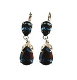 Mariana Earrings Alluring Montana Blue & Silk Austrian Crystals Ocean Nature Coll. - Image 2