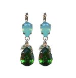 Mariana Earrings Elegant Tourmaline, Mint Green & Peridot Austrian Crystals Fern Nature Coll. - Image 2