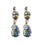 Mariana Earrings Lucious Blue Shade, White Opal & Golden Shadow Austrian Crystals Seashell Nature Coll. - Image 3