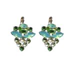 Mariana Earrings Charming Green Tourmaline, Pacific Opal & Erinite Austrian Crystals Fern Nature Coll. - Image 3