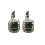 Mariana Earrings Simply Elegant Green Tourmaline & Erinite Austrian Crystals Fern Nature Coll. - Image 2