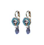 Mariana Earrings Hexagon Dangling Blues & Purples Austrian Crystals Peacock Nature Coll. - Image 2