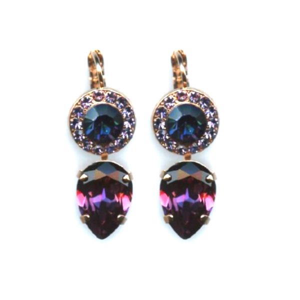 Mariana Earrings Elegant Pear Shaped Purples & Blues Austrian Crystals Peacock Nature Coll.