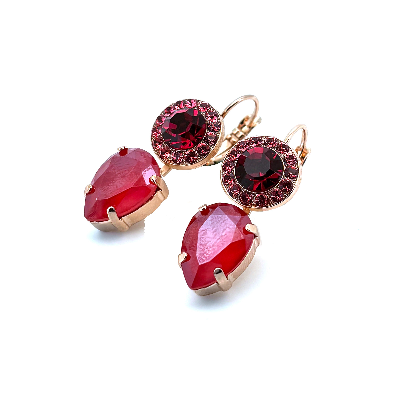 E-1040-2140-RG6 (4) Earrings By Mariana Woman Siam and Padparadscha Swarovski Crystals - Image 1