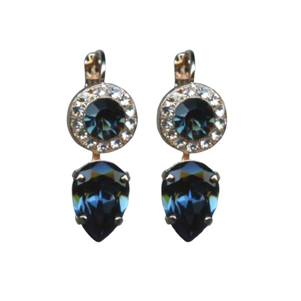 Mariana Earrings Glamorous Montana Blue & Silk Austrian Crystals Ocean Nature Coll.