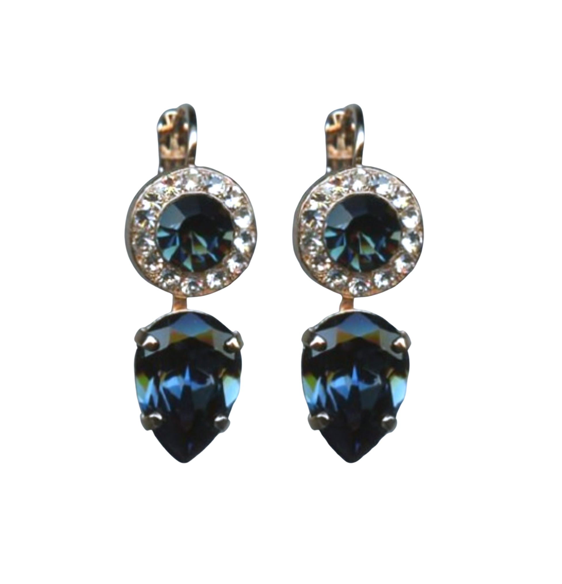 E-1040-2142-RG6 (1) Mariana Earrings Glamorous Montana Blue & Silk Austrian Crystals Ocean Nature Coll. - Image 1