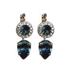 Mariana Earrings Glamorous Montana Blue & Silk Austrian Crystals Ocean Nature Coll. - Image 2