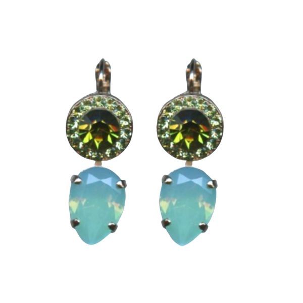 Mariana Earrings Gorgeous Pacific Opal, Erinite & Peridot Austrian Crystals Fern Nature Coll.