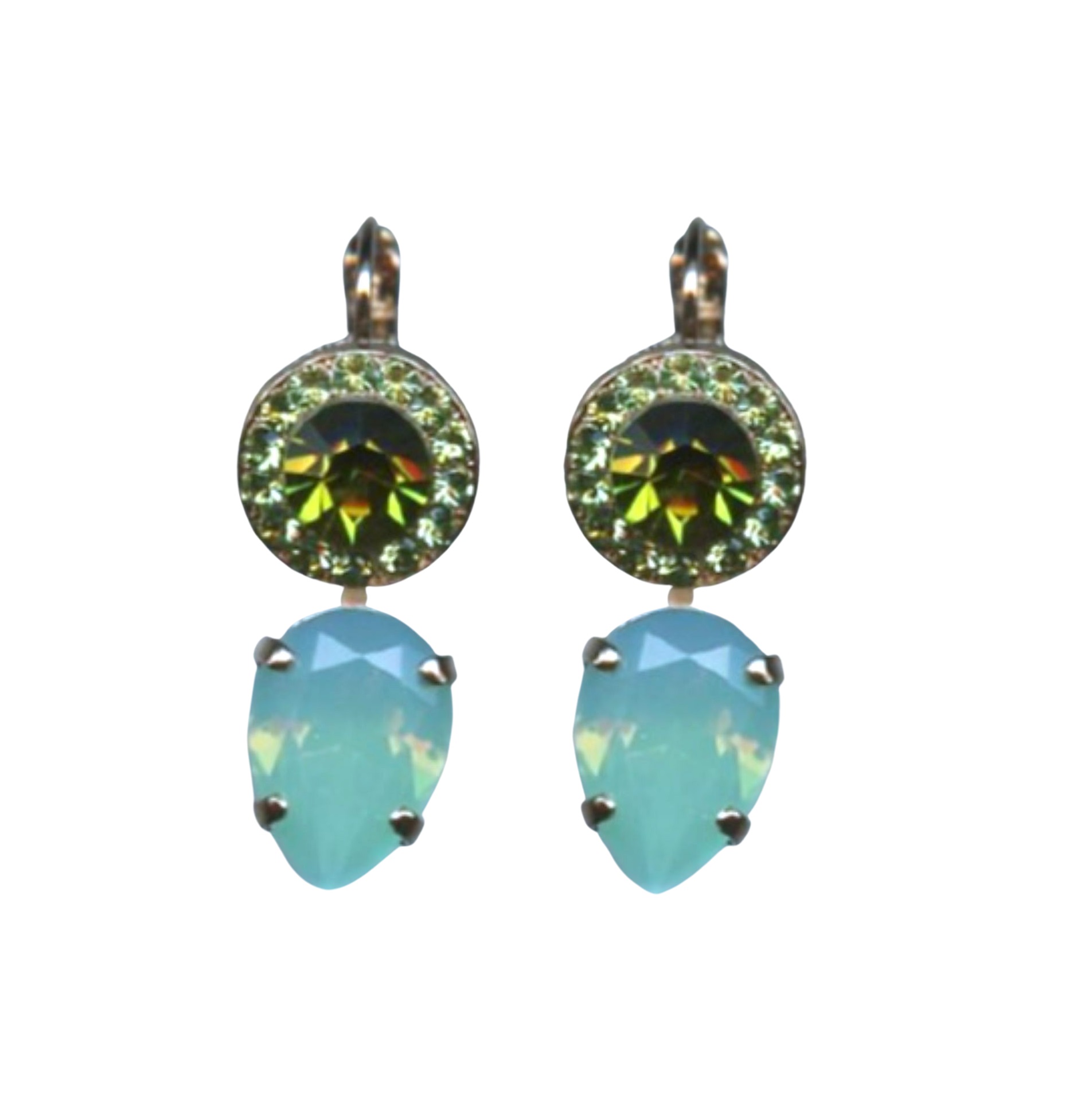 E-1040-2143-RG6 (1) Mariana Earrings Gorgeous Pacific Opal, Erinite & Peridot Austrian Crystals Fern Nature Coll. - Image 1