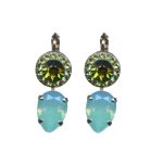 Mariana Earrings Gorgeous Pacific Opal, Erinite & Peridot Austrian Crystals Fern Nature Coll. - Image 3