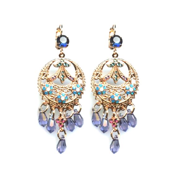 Mariana Earrings Boho Jhumka in Blues, Pinks, Purples & Opals Austrian Crystals Nature Coll.