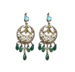 Mariana Earrings Boho Gypsy in Greens Austrian Crystals Fern Nature Coll.