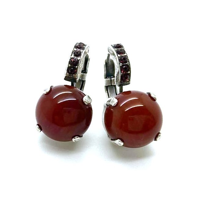 E-1056-24-1-SP6 (1) Mariana Earrings Simply Elegant Burgundy Austrian Crystals My Treasures Coll. - Image 1