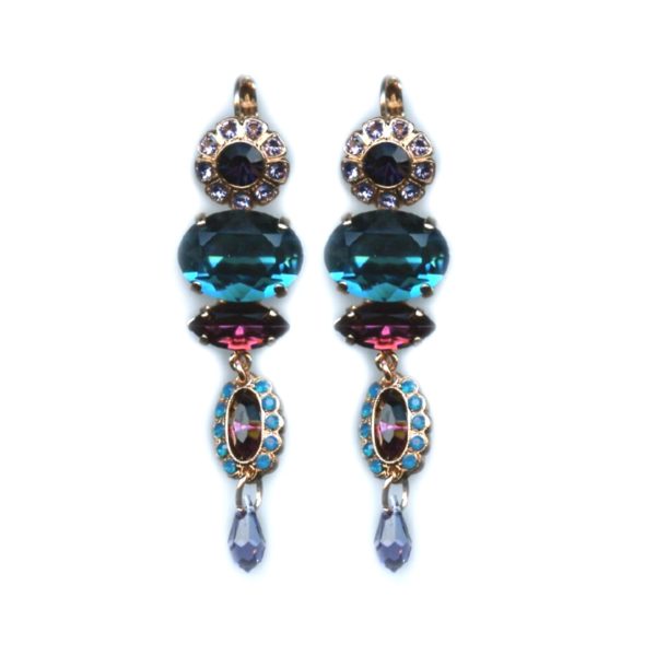 Mariana Earrings Fashionable Blues, Purples & Fuchsia Austrian Crystals Peacock Nature Coll.