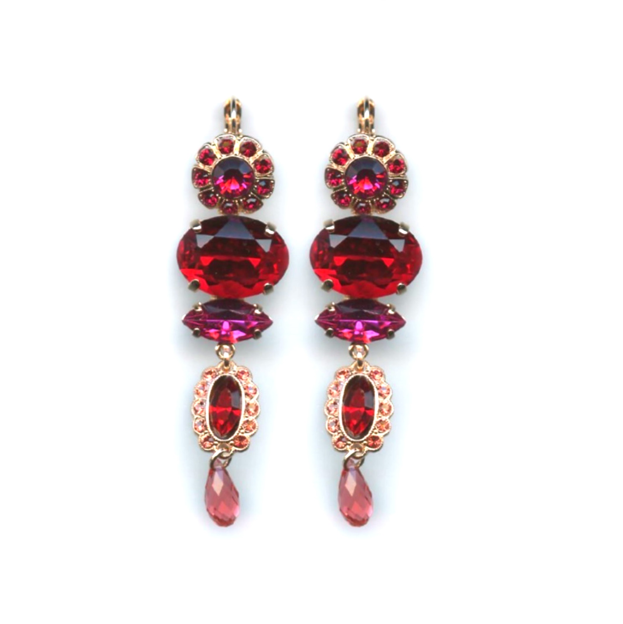 E-1076-2140-RG6 (1) Mariana Earrings Timeless Treasure in Pinks & Siam Austrian Crystals Firefly Nature Coll. - Image 1