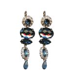 Mariana Earrings Finely Detailed Montana Blue, Silk & Lt Peach Austrian Crystals Nature Coll. - Image 3