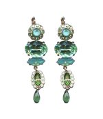 Mariana Earrings Fashionable Multi Tier Greens Austrian Crystals Fern Nature Coll. - Image 2