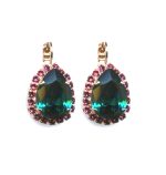 Mariana Earrings Exquisite Pear Shaped Blue Zircon & Lt Rose Austrian Crystals My Treasures Coll.